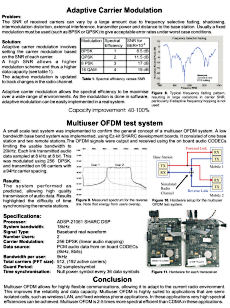 Describes Adaptive Modulation and a low bandwidth OFDM test system